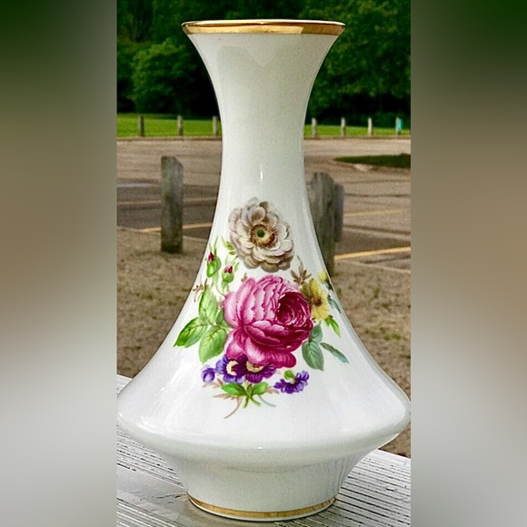 Vintage WALDERSHOF BAVARIA GERMANY Handarbeit 22 Karat Gold Porcelain Vase - Picture 1 of 10